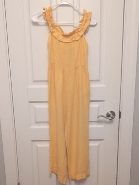 Zara Golden Yellow Ruffled-Strap Jumpsuit